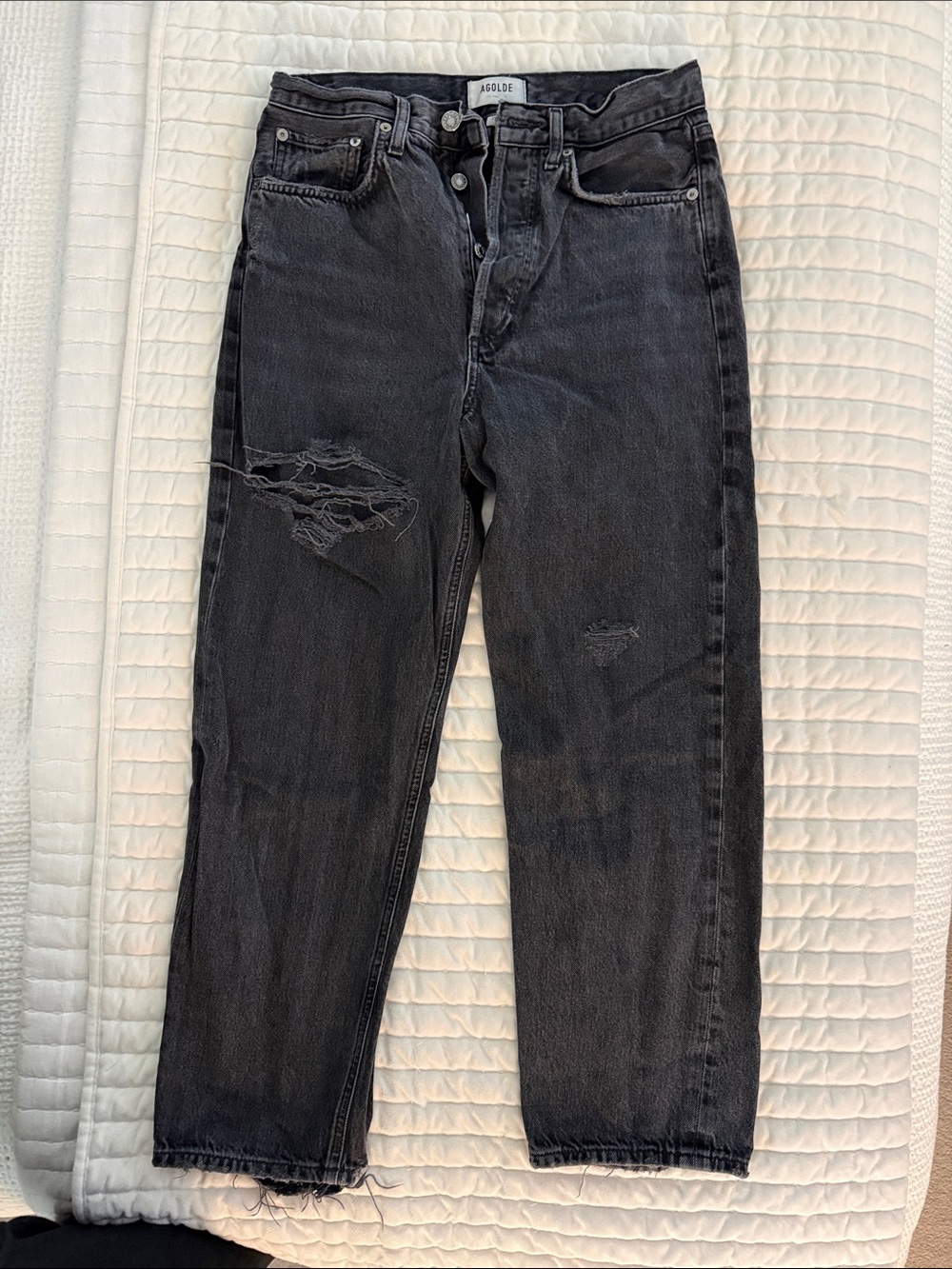Agolde Black Relaxed Distressed Jeans